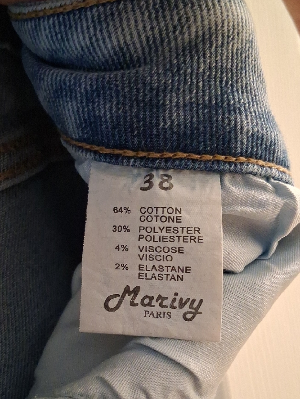 High-Rise Light Blue Wide-leg  Jeans with Rhinestone Detail - Picture 5 of 5